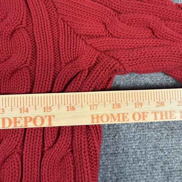 Lauren Ralph Lauren Sweater Womens Large Red Cable-Knit Turtleneck 100% Cotton - Picture 6 of 7